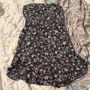 Black & White Floral Strapless Sundress
